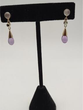 925 Sterling Silver Multi-Color Stone Dangle Earrings 2.4g